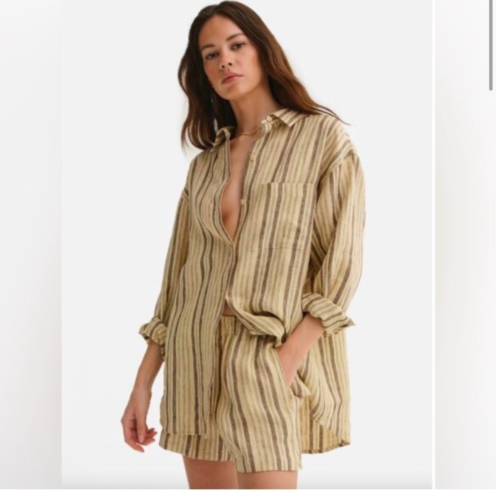 MATE the Label Striped Everyday Linen Shorts - Small